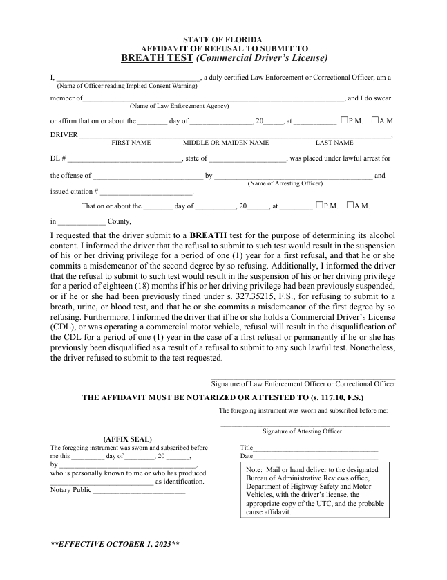Updated Refusal Affidavit – CDL